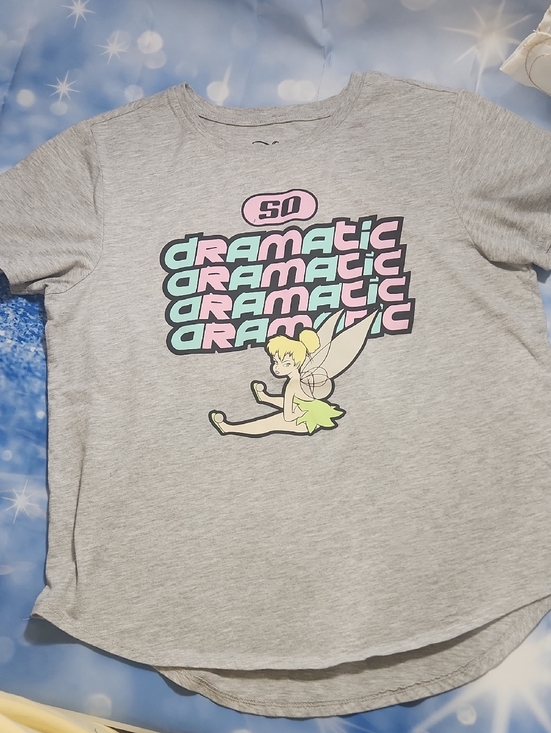 Disney Tops - Disney Grey Tee With Tinkerbell And "Dramatic" Text